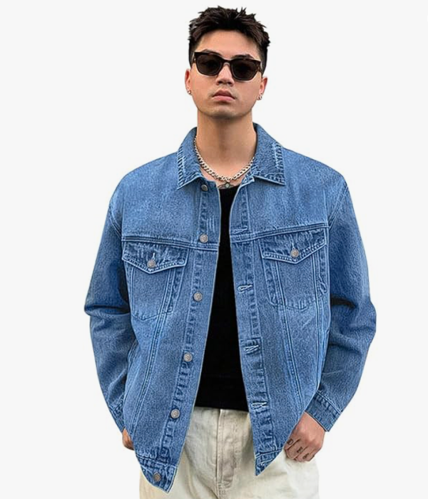 Urbano Fashion Men's Regular Fit Washed Full Sleeve Denim Jacket