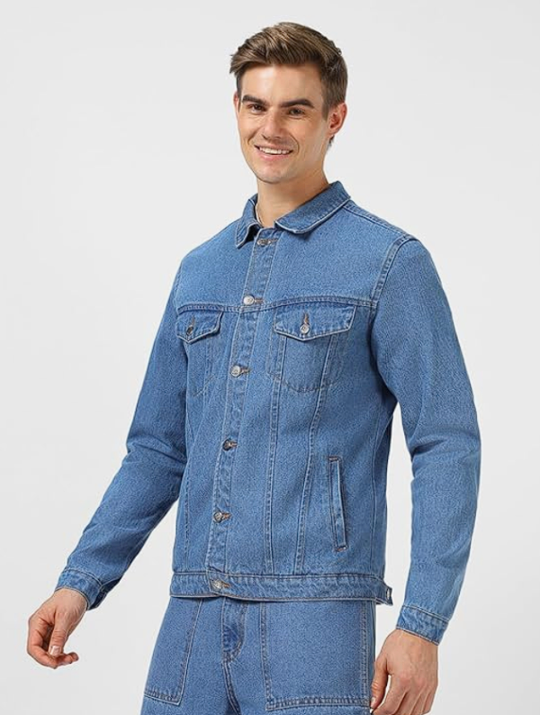 Urbano Fashion Men's Regular Fit Washed Full Sleeve Denim Jacket - Image 2
