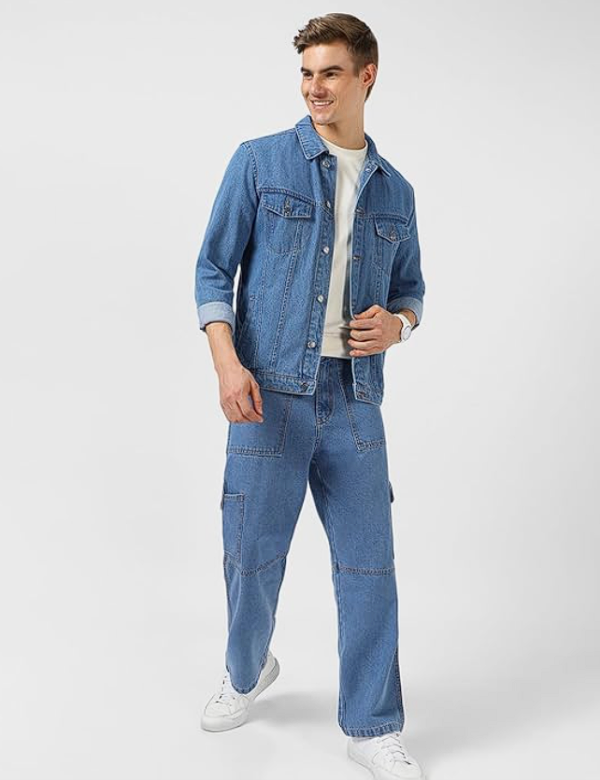 Urbano Fashion Men's Regular Fit Washed Full Sleeve Denim Jacket - Image 4