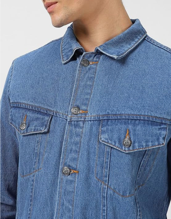 Urbano Fashion Men's Regular Fit Washed Full Sleeve Denim Jacket - Image 5