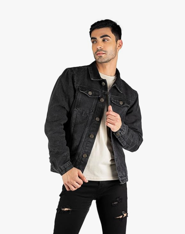 Dennis Lingo Men's Regular Fit Long Sleeve Button Down Panel Denim Jacket